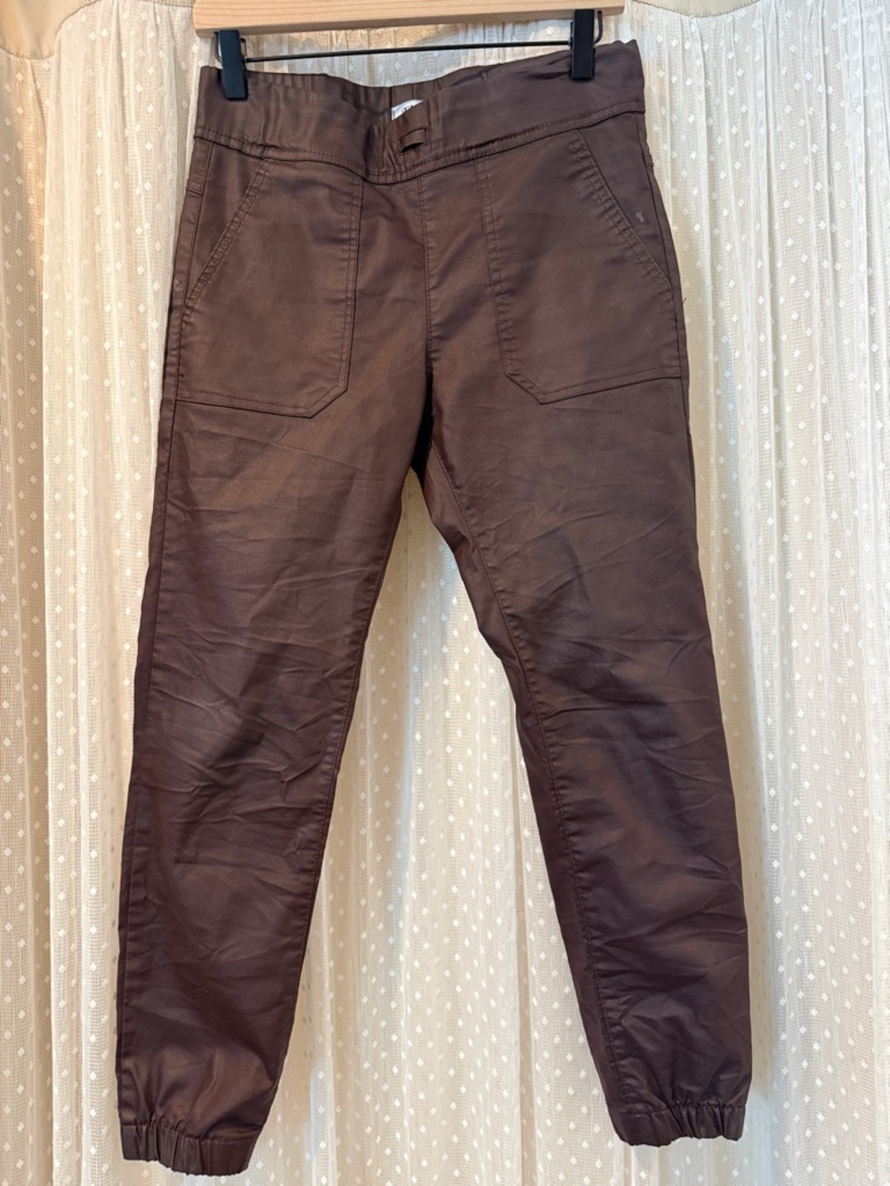 Women's Brown Elastic-Cuff Jogger Pants